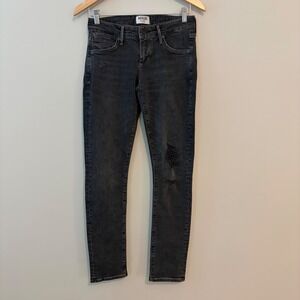 Agolde Sophie High Rise Skinny Jeans Faded Black Distressed A001B-2088 Size 24